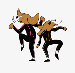 卡通跳舞的小狗图素材