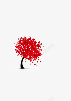红色心形美丽爱心树素材