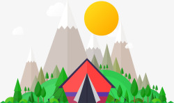 野外野营帐篷插画素材