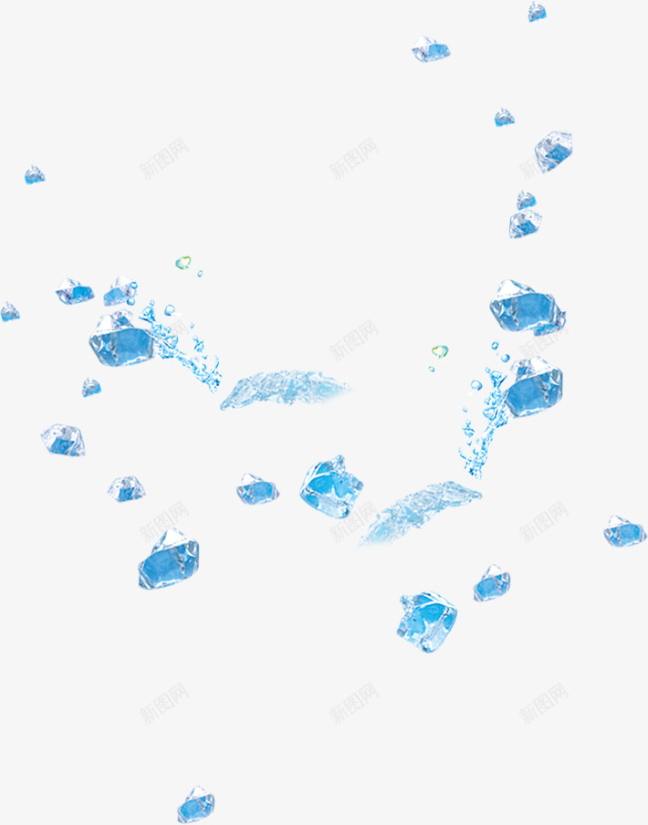 创意手绘蓝色的冰块效果png免抠素材_88icon https://88icon.com 冰块 创意 效果 蓝色