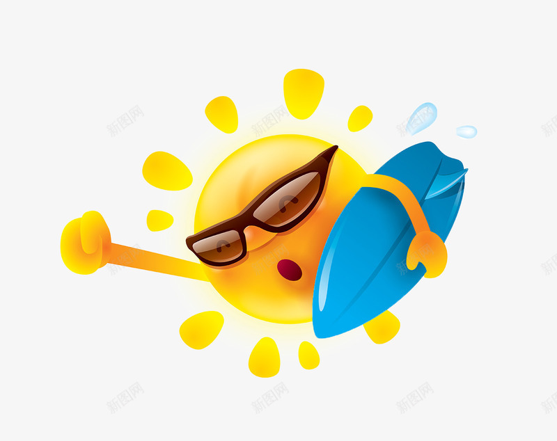 冲浪的太阳png免抠素材_88icon https://88icon.com 卡通太阳 可爱的太阳 可爱的太阳png图片 运动的太阳免抠素材