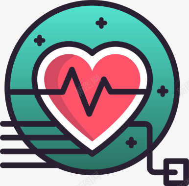医疗网页手绘爱心心电图logo矢量图图标图标