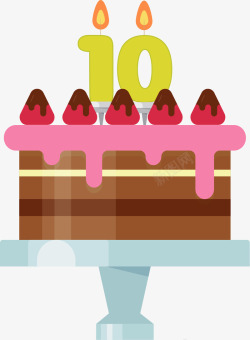 数字蜡烛生日蛋糕矢量图素材