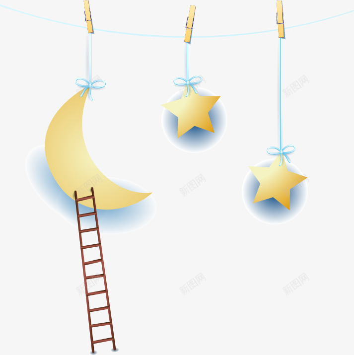 星星月亮梯子卡通png免抠素材_88icon https://88icon.com 卡通矢量素材 星星 月亮 梯子
