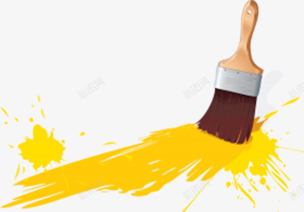 黄色漆墙刷png免抠素材_88icon https://88icon.com 产品实物 刷子 木笔刷 软笔刷 黄色油漆
