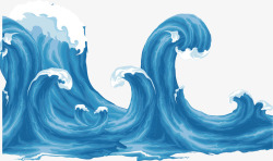 蓝色海洋波浪矢量图素材