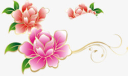 粉色牡丹手绘七夕情人节素材