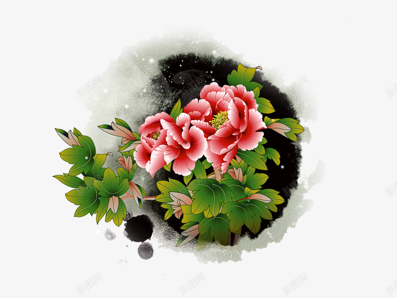 水墨牡丹png免抠素材_88icon https://88icon.com 中国风国花 水墨牡丹