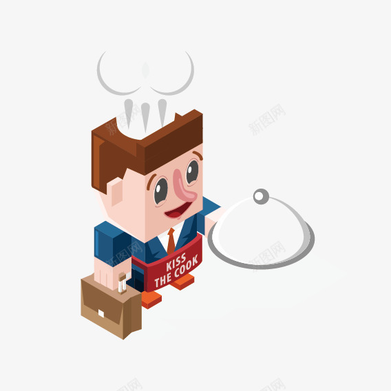 卡通方块职人厨师png免抠素材_88icon https://88icon.com 卡通 厨师 方块 职人