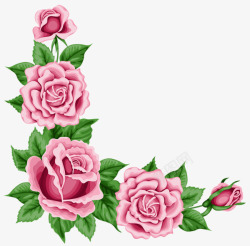 手绘粉色牡丹花边框素材
