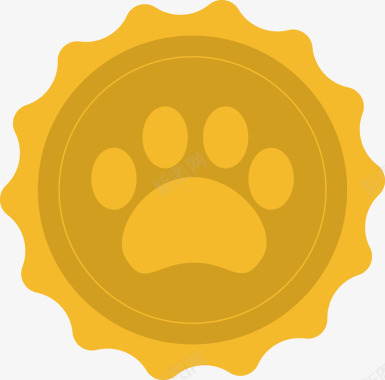 可爱黄色猫爪印太阳图标图标