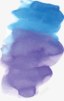 蓝紫色水彩笔刷涂鸦矢量图素材