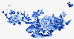 蓝色牡丹花花朵装饰素材