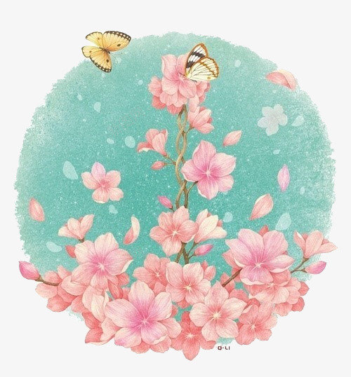 圆盘蝴蝶和花png免抠素材_88icon https://88icon.com 花鸟网页水彩画