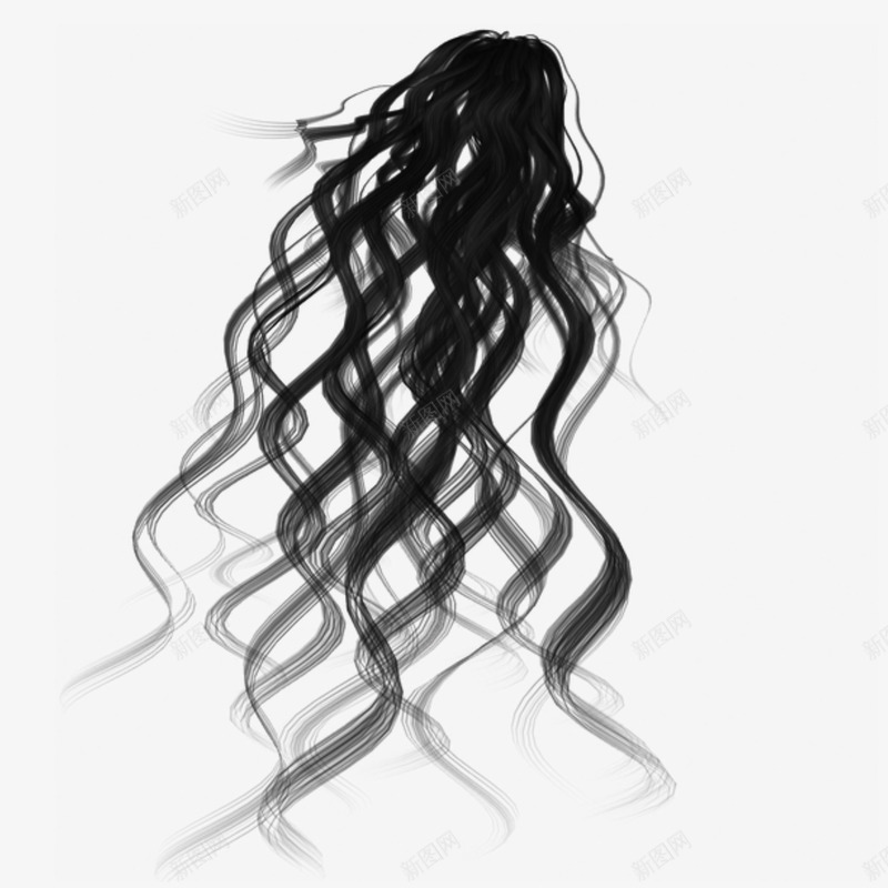 女式长发发型png免抠素材_88icon https://88icon.com 发型 头发笔刷 女式 女式长发发型 长发 飘发