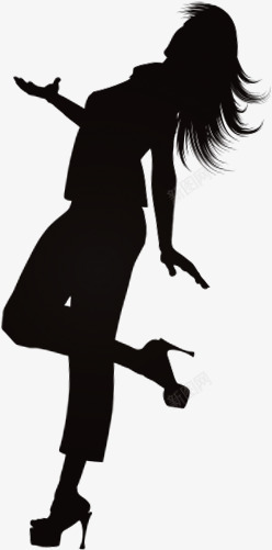 黑色跳舞的女人剪影素材