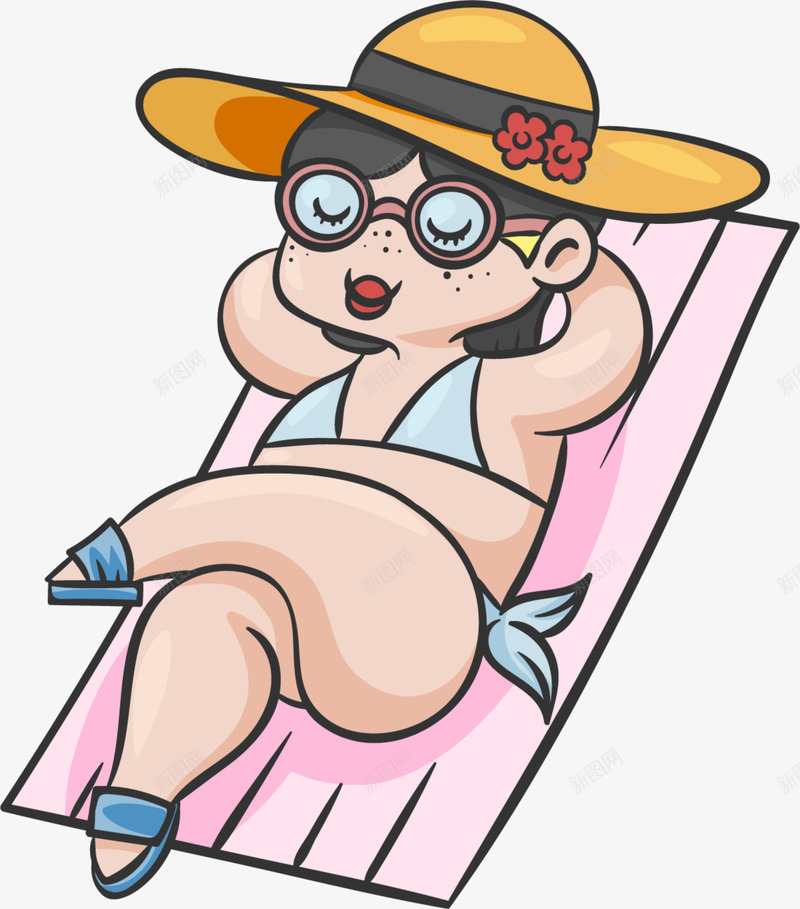 夏天躺着晒太阳的女孩png免抠素材_88icon https://88icon.com 可爱女孩 夏天 戴着帽子 沙滩风 穿着比基尼 躺着晒太阳