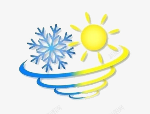 暖冬雪花太阳和雪花图标图标