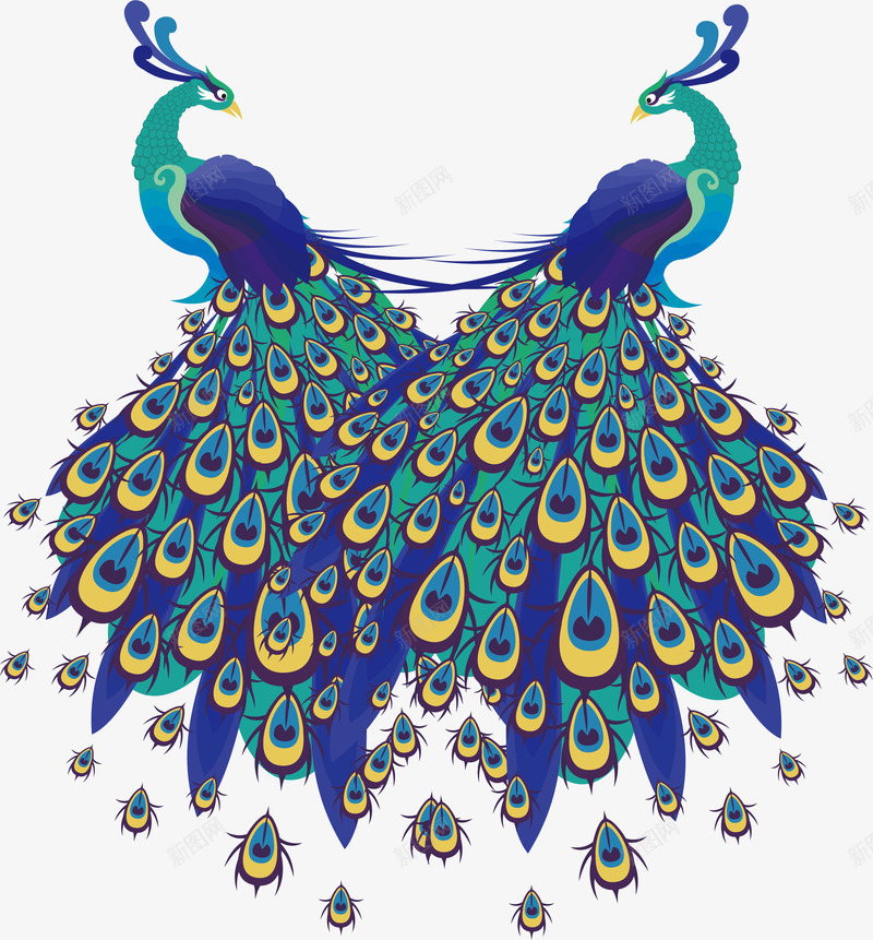 孔雀圖 一对孔雀与日本红花和魔幻鹦鹉库存插图1085555390 | Shutterstock
