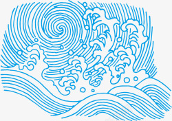 海浪线框蓝色海浪矢量图高清图片