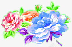 彩色中式牡丹花朵素材