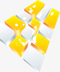 黄色立体方块装饰背景素材