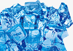 堆积蓝色透明冰块素材