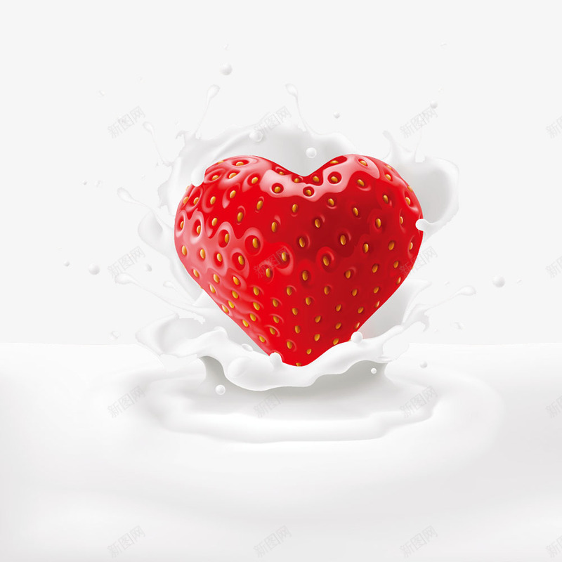 红色草莓png免抠素材_88icon https://88icon.com 创意图案 爱心草莓 牛奶 牛奶矢量 草莓