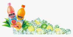 饮料橙汁冰块柠檬素材