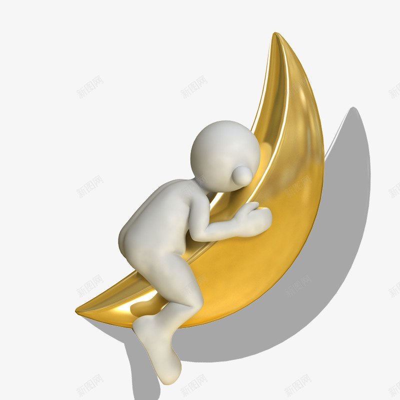 3D小人psd免抠素材_88icon https://88icon.com 3D 3D小人 月亮上的小人 电子商务 白色小人