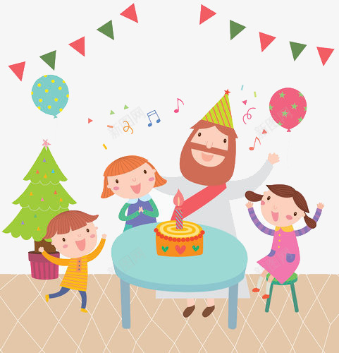 一个大人和3个小孩过生日png免抠素材_88icon https://88icon.com 大人 小孩 庆祝 生日