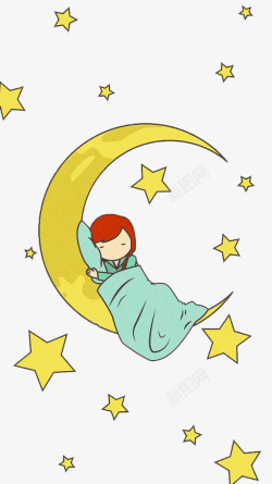 睡在月亮山的女孩素材