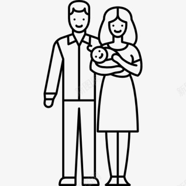新生儿夫妇与新生儿图标图标