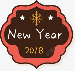 新年快乐2018褐色标签素材