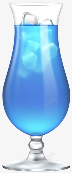 一杯蓝色冰水素材