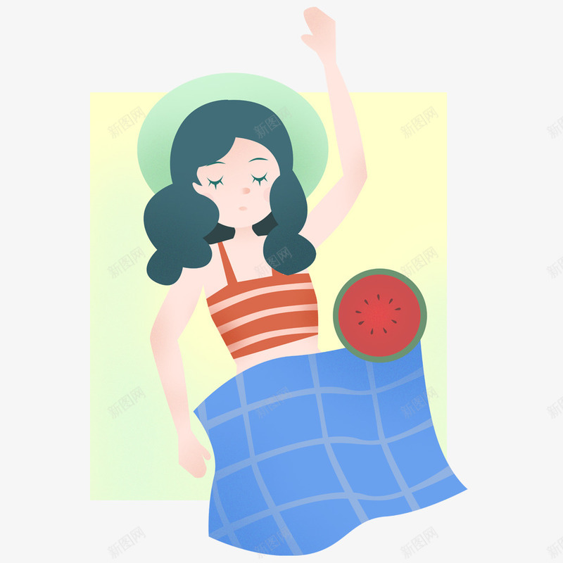 卡通手绘睡觉的女人png免抠素材_88icon https://88icon.com 创意 动漫动画 卡通手绘 睡觉的女人 简约 被子