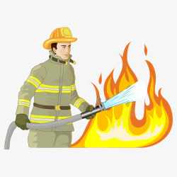 灭火的卡通消防员矢量图素材