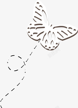 中国龙图案剪纸黑色线条蝴蝶高清图片