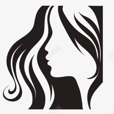 长发线稿女人图标图标