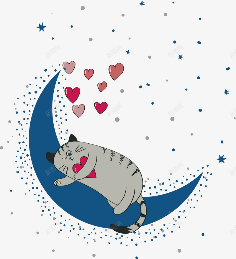 睡觉猫咪png免抠素材_88icon https://88icon.com 动物 可爱 宠物 斑点 斑纹 灰色 爱心 瞌睡 蓝色月亮