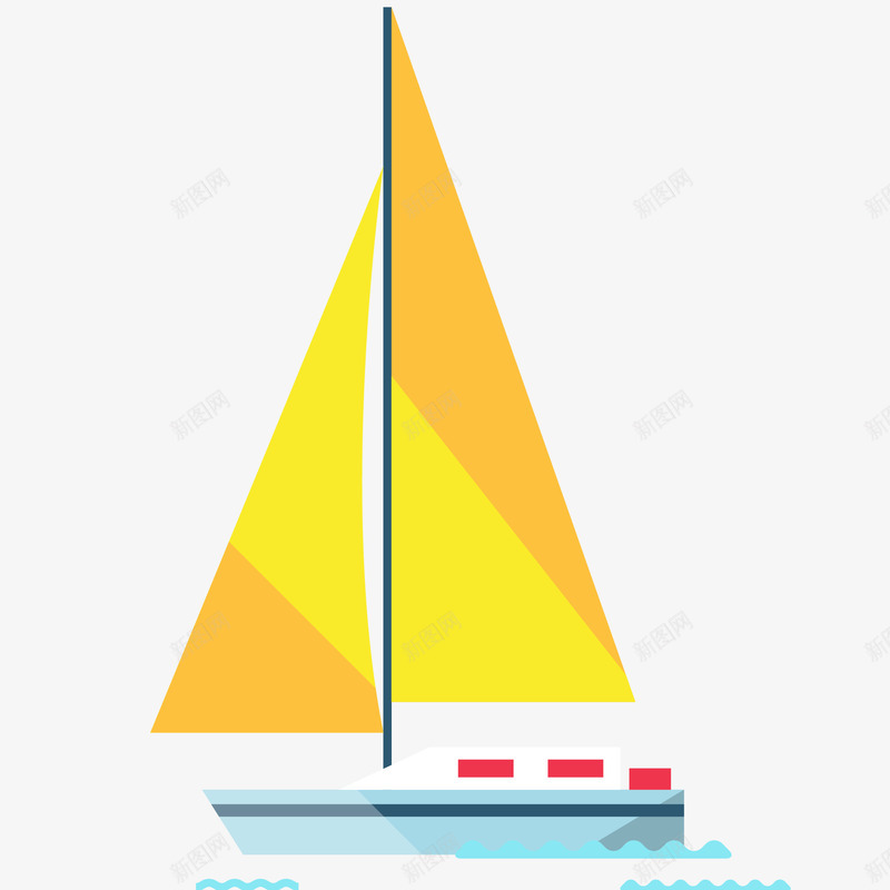 黄色帆船卡通插画矢量图ai免抠素材_88icon https://88icon.com 免抠PNG 波浪 海洋 海港 航海设备 黄色帆船卡通插画 矢量图