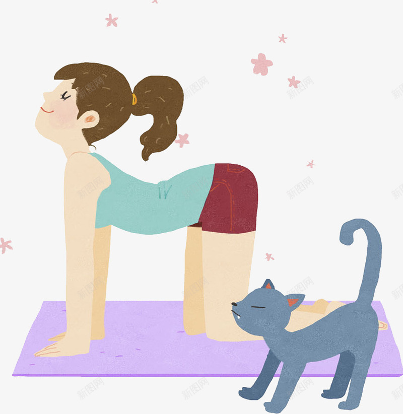 女孩在练瑜伽png免抠素材_88icon https://88icon.com 保持身材 卡通 可爱 女孩 少女 猫咪 瑜伽 练习 美丽 青春