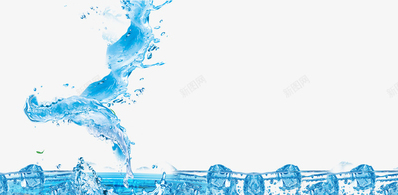 蓝色水海报png免抠素材_88icon https://88icon.com 冰块和水 冰水 水 海水 蓝色