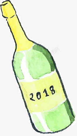 水彩香槟新年聚会物品素材