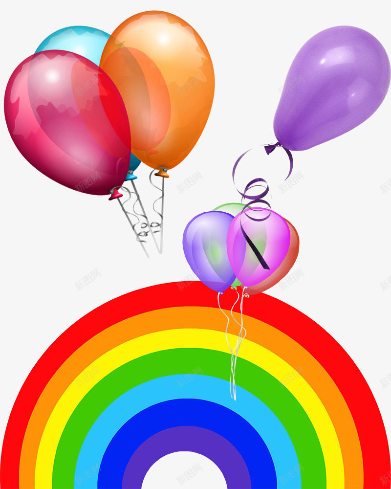 彩虹上的气球png免抠素材_88icon https://88icon.com 儿童彩画 庆祝过年 彩绘 彩虹 新年黑板报 气球