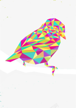 彩色几何方块小鸟素材
