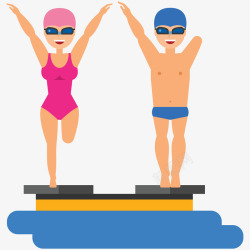 游泳明星男女跳水运动员插画矢量图高清图片