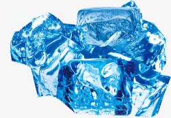 堆放的蓝色透明冰块素材