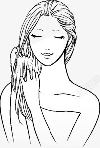 素描梳头发的女人png免抠素材_88icon https://88icon.com 女人 梳头 素描