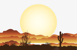 荒野太阳荒原矢量图高清图片